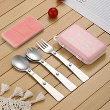 Set de 3 cucharas plegables de acero inoxidable, cubiertos portátiles para picnic, acampada y viajes, regalo de Navidad - Multicolor - Ver 9