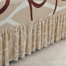 1pc Printed Ruffled Sofa Cover, Full Coverage Sofa Slipcover, Soft Fabric Suitable For Living Room, Bedroom, Study - A Different Life-skirt Style - View 8