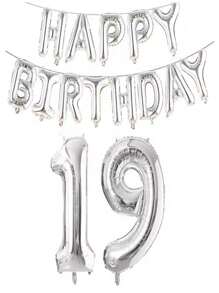 银色生日快乐数字字母铝箔气球成人生日派对装饰10 11 12 14 15 18 20 25 30 35 40 50岁60岁圣诞节 - 銀色 - 查看 23