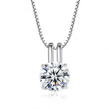 GGRUO 1CT 莫桑石 925 纯银经典闪亮吊坠项链女士婚礼精美珠宝已通过测试 - 無色 - 查看 9