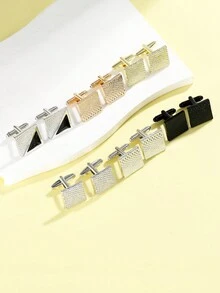 2 件装锌合金女士时尚袖扣西装衬衫装饰袖扣 - 彩色 - 查看 1