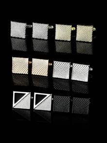 2 件装锌合金女士时尚袖扣西装衬衫装饰袖扣 - 彩色 - 查看 4