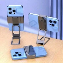 Foldable Metal Phone Stand With 360 Rotation - Multi-Angle Adjustable Kickstand - Back Clip Design - Portable And Compact - Easy To Use - Universal Compatibility Compatible With IPhone, Android Phone, Gift For Birthday, Family, Friends Phone Holder, Phone Accessories