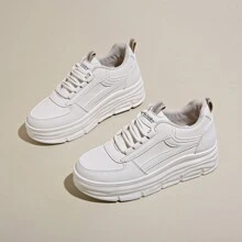 2024 年秋季新款女士厚底休闲时尚隐形厚底运动鞋 - 卡其色 - 查看 1