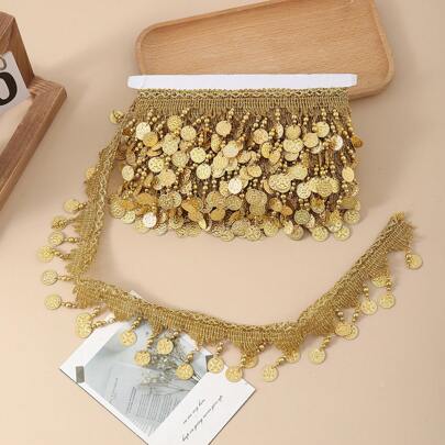 2 yardas de pieza colgante de cuentas hecha a mano, materiales de joyería con flecos de encaje para accesorios de ropa, suministros de costura, decoración, accesorios colgantes DIY