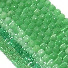 1 件装绿色猫眼石散珠适用于 DIY 项链首饰手链配件 - 綠色 - 查看 4