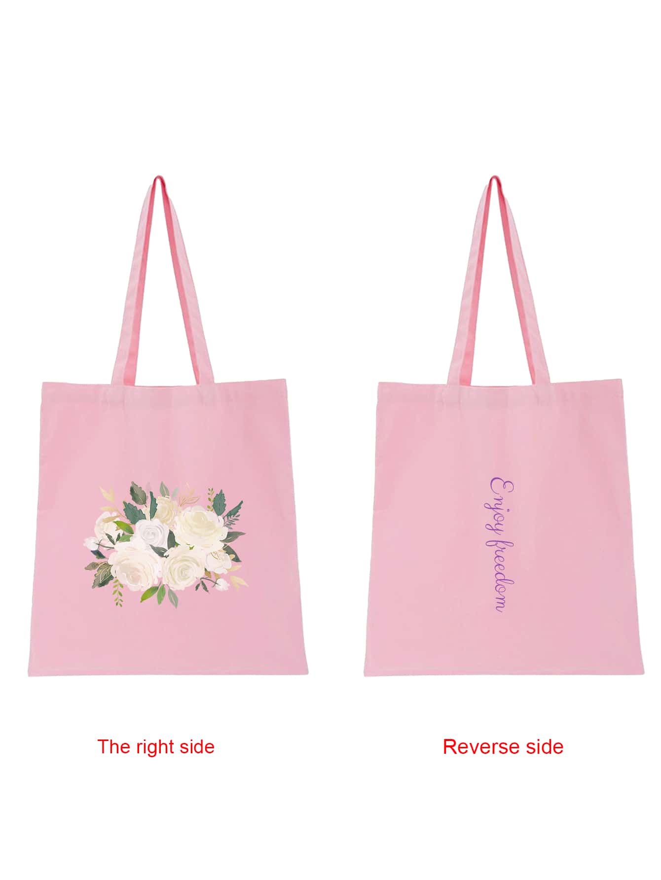 1個 カスタマイズ可能な折りたたみキャンバストートバッグ、軽量カジュアルショッピングバッグ、記念品、パーティーの装飾、ユニークなミニマリストファッション、折りたたみハンドバッグ、バレンタインデー、ハロウィン、クリスマス、誕生日ギフトに最適 - ピンク - 見る 5