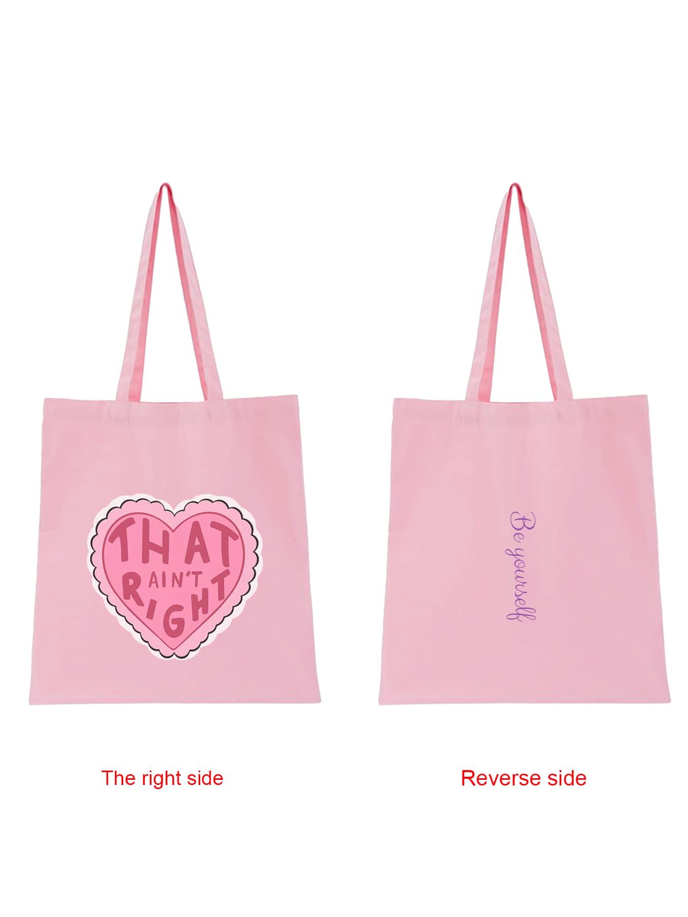 1個 カスタマイズ可能な折りたたみキャンバストートバッグ、軽量カジュアルショッピングバッグ、記念品、パーティーの装飾、ユニークなミニマリストファッション、折りたたみハンドバッグ、バレンタインデー、ハロウィン、クリスマス、誕生日ギフトに最適 - ピンク - 見る 2