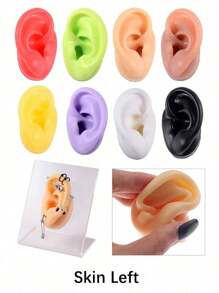 1 件软硅胶耳模型展示道具练习穿刺工具耳环耳钉多色仿真展示工具身体首饰 - 彩色 - 查看 2