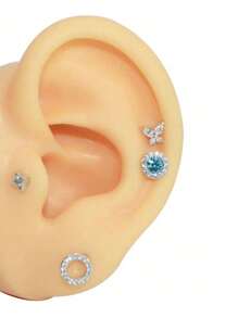 1 件软硅胶耳模型展示道具练习穿刺工具耳环耳钉多色仿真展示工具身体首饰 - 彩色 - 查看 7