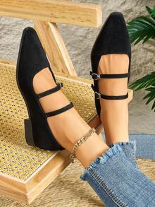 女士平底便鞋，时尚百搭，通勤必备 - 黑色 - 查看 2