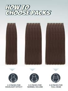 10pcs Mini Tape-In Hair Extensions, Real Human Hair, #2 Dark Brown, 14-22 Inches, Remy Human Hair, Double-Sided Invisible Tape-In Extensions - S2 - View 8