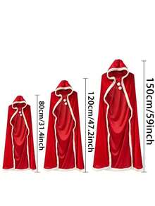 1 件红色天鹅绒连帽斗篷，圣诞表演服装，扮演圣诞老人，适合万圣节狂欢节复活节派对活动、主题派对、化妆舞会、街头游行、旅行、节日礼物 - 多色 - 查看 4