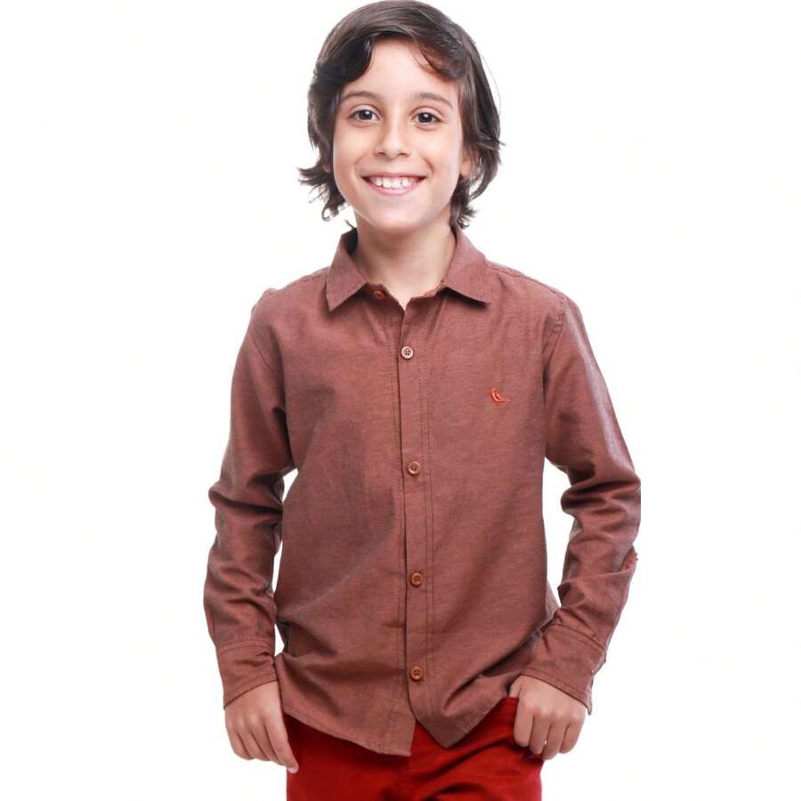 Children's Sports Shirt For Party Wedding Graduation For Boys 01-10 - Rust Brown - View 1