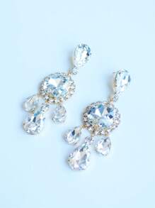 1 Set Minimalist Multicolor Rhinestone Geometric Necklace And Earrings Set, Suitable For Women's Dinner Party Evening Dress Jewelry - Multicolor - View 15