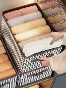 1 Pack - 1pc/2pcs/3pcs Bedroom Clothes Storage Basket, Pants Storage Organizer, Household Closet Clothes Organizer Basket, Household Garment Storage Box, Fabric Drawer Type Clothes, Pants Organizer Storage Box Drawer Wardrobe Organizer Closet Storage Quilted Bag Under Bed Organizer Box Drawer/Wardrobe Organizer/Closet Storage Clothes For Home Bedroom/Back To School/Dorm/For Sundries/Underwear/Bra/Clothes/Lingerie/Panties/Pants/Jeans/Socks/T-Shirt/Dress/Shoes/Foldable 6/7/11 Grids/Packing Essentials/Cover For Clothes Storage - Black and White - View 2