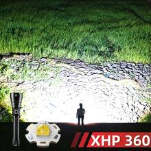 Đèn pin LED XHP360 công suất cao mới với ánh sáng mạnh sử dụng pin 18650/26650 có thể sạc lại, đèn pin chiến thuật có thể thu phóng dạng ống lồng mạnh mẽ, đèn lồng LED săn bắn ngoài trời, đèn cắm trại, đèn chiếu sáng đi bộ đường dài - màu đen - Xem 3