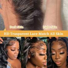 13x4 Body Wave Lace Front Wigs Human Hair 180% Density 13x4 Deep Lace Front Wigs Human Hair HD Transparent Lace Frontal Wig Pre Plucked With Baby Hair Natural Color