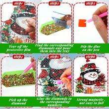 6pcs/Set Christmas Diamond Art Kit - 5D Christmas Diamond Hanging Ornaments, Including Christmas Tree, Wreath, Snowman Designs, Acrylic Diamond Painting Crafts For Wall, Door, Window Decoration