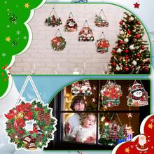 6pcs/Set Christmas Diamond Art Kit - 5D Christmas Diamond Hanging Ornaments, Including Christmas Tree, Wreath, Snowman Designs, Acrylic Diamond Painting Crafts For Wall, Door, Window Decoration