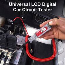 Electric Circuit Tester 5-48V Digital LCD Voltage Tester With 140 Inch Extended Spring Wire Car Truck Vehicles Low Voltage Tester With Probe For Trailer Boat Motorcycle - Red - View 1