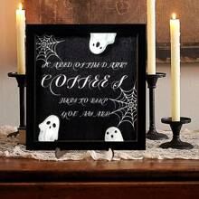 1 Piece 3D Double Wooden Coffee Sign, Fun Halloween Theme "Fresh Boo Coffee", With Ghost Accent, Classic Home Decoration Style, Holiday Kitchen Logo With Bracket Best Gifts Birthday Halloween Decor Fall Decor Room Decor Autumn Decor - Multicolor - View 5