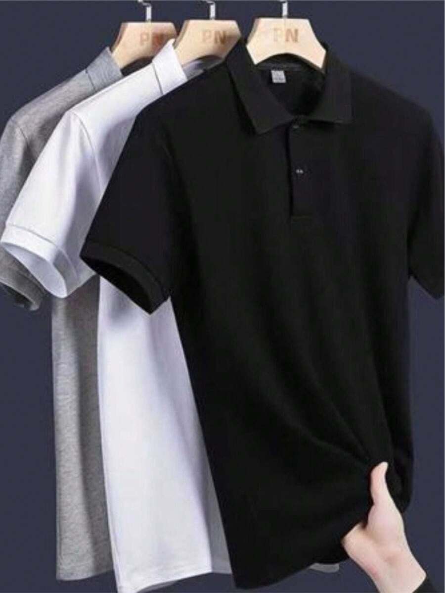 KIT 3 Pieces Men's Polo Shirt Summer Fashion Style And Comfort Super Promotion Fast And Safe Shipping - 黑與白 - 查看 1