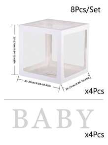 Baby Boxes With Letters For Baby Shower, Baby Shower Decorations For Boys Or Girls, Transparent Balloon Boxes Clear Blocks For Birthday Party, Bridal Shower, Gender Reveal(White) - White - View 10