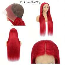 34 Inch 13x4 Red HD Transparent Lace Front Wigs 200% Density Human Hair Pre Plucked With Baby Hair Red Colored Straight Lace Frontal Wigs Human Hair Glueless Wigs For Black Women - SRed - 查看 5