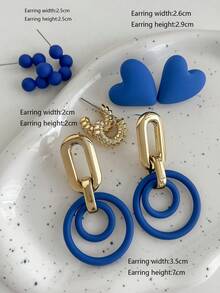 Bộ 4 đôi/bộ hoa tai thả tròn vàng thời trang, bộ trang sức hoa tai hạt tròn giản dị - Nhiều màu - Xem 7