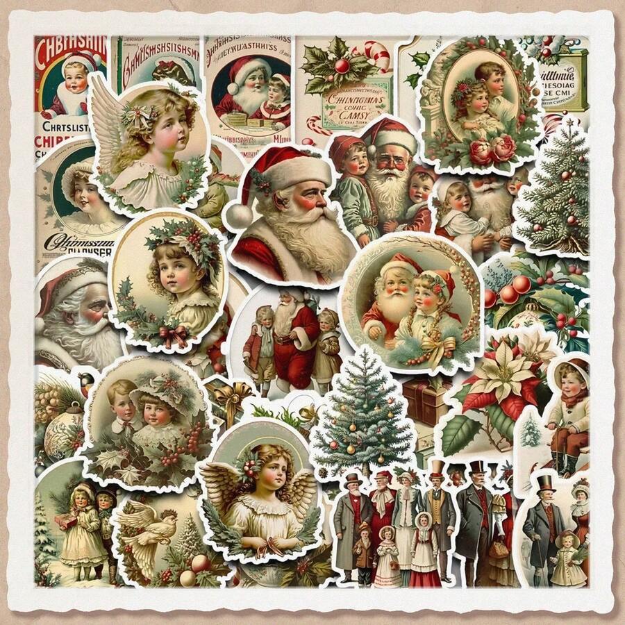 36 miếng dán chủ đề Giáng sinh cổ điển, miếng dán chống thấm nước cho sổ lưu niệm tự làm và đồ thủ công bằng giấy, đồ dùng học sinh nghệ thuật & thủ công, bình nước trang trí máy tính xách tay điện thoại di động - Nhiều màu - Xem 1