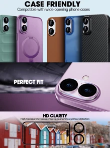 2 piezas/Set Película protectora de lente de cámara de cobertura completa, compatible con iPhone 17 Pro Max, 17 Air, 17 Pro, 12, 13 Pro Max; Protector de pantalla, compatible con 11, 14 Pro Max, 15 Pro Max, 15 Plus, 16, 16 Plus, 16 Pro, 16 Pro Max - transparente - Ver 7