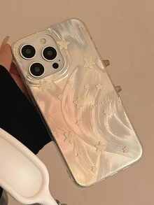 1 pieza Estuche de teléfono estilo coreano de nicho GUCADI con plata, estrella pequeña y pluma compatible con Apple iPhone 16, 16 Plus, 16 Pro, 16 Pro Max - Multicolor - Ver 7