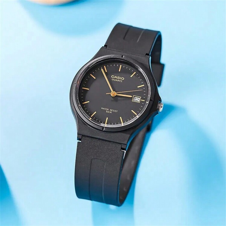 Casio Youth Series, Fashion Minimalist Classic Analog Watch, With Date Display, Quartz Movement And Resin Strap, Made In Japan And Korea. Ladies Watch, Black Dial MW-59-1E, New Year Christmas Gift. - Black - View 2