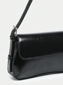 1pc Vintage Fashion Angola Red Exposed Lining Faux Oily Wax Leather Leopard Snake Microsuede Flap Adjustable Shoulder Strap Sling Crossbody Bag, Suitable For Dates, Outings, Parties - 黑色 - 查看 3