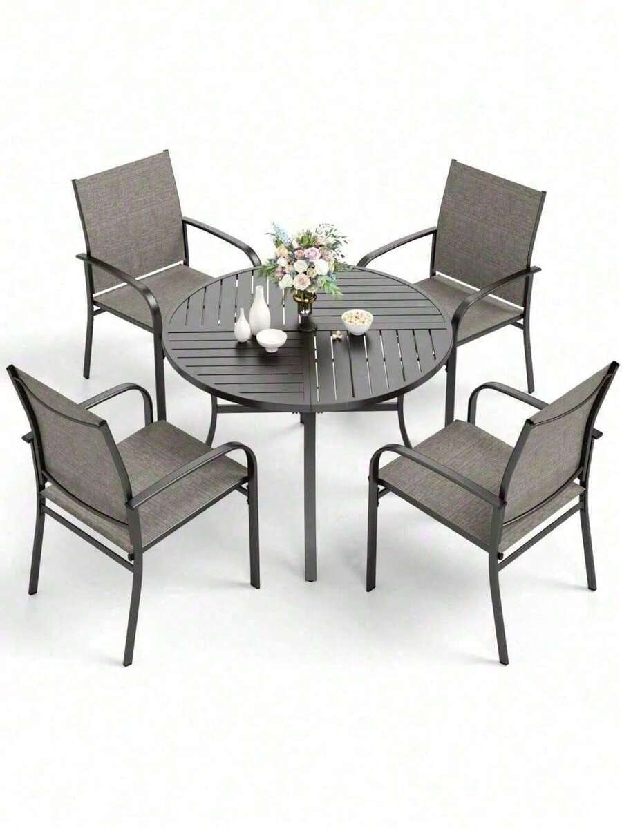 5 Piece Outdoor Dining Set Patio Furniture Set Round Table For Yard - 1 - 查看 1
