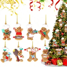 一套 8 件姜饼人 3 英寸高圣诞树装饰品：在圣诞节给您的圣诞树装饰增添一丝甜蜜！ - 彩色 - 查看 5