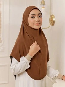 1 Stück Damen Einfarbiges Jersey Praktischer Muslimischer Pullover Hijab, Herbst/Winter zum Anziehen - Verschiedenfarbig - Übersicht 27