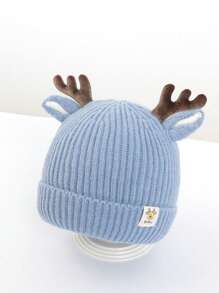 Christmas Kids Boys Girls Infant Knit Beanie Hat, Baby Thick Deer Pattern Winter Warm Cap - Red - View 16