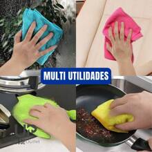 Kit Panos De Limpeza Microfibra Alta Absorção Multiuso 25 x 25cm - Multicolorido - Visão 12