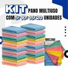 Kit Panos De Limpeza Microfibra Alta Absorção Multiuso 25 x 25cm - Multicolorido - Visão 2