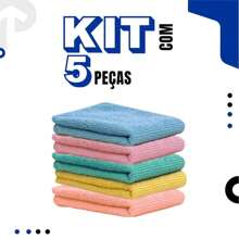 Kit Panos De Limpeza Microfibra Alta Absorção Multiuso 25 x 25cm - Multicolorido - Visão 3