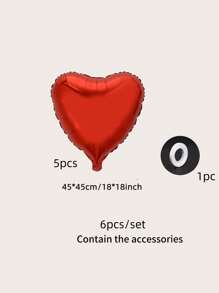 kumozawa 5pcs Set Of Light Blue Heart Shaped Balloons (Straws Not Included) - Red - View 3