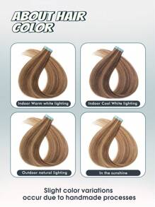10pcs Mini Tape-In Hair Extensions, Real Human Hair, Color 4/27 Chocolate Brown To Caramel Blonde, 14-22 Inches, Remy Human Hair, Double-Sided Invisible Tape - S4/27 - View 9