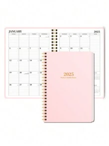1pc January-December 2025 Full Year Plan Daily Weekly Monthly Notebook Spiral Day Plan Academic Appointment Book Agenda Magazine To Increase Productivity, Portable Study Session Universal Notebook Can Be Given As Christmas Gift And Companion Gift To Family And Friends Back To School