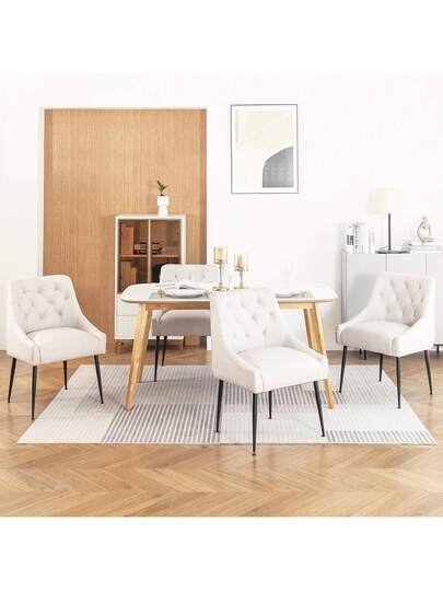 Set Of Dining Chairs Metal Feet, Moderne Kitchen Backrest, Dining/Living Room Lounge view 6