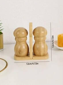 1 套 2 个带支架的竹制香料罐，复古风格调味瓶盐胡椒瓶，木制胡椒和糖盒，非常适合厨房烹饪和旅行圣诞礼物、学校用品 - 杏色 - 查看 15
