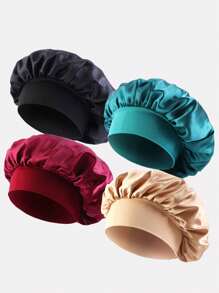 4pcs Men's Wide Brim Sleep Caps Hairnets In Solid Color - Multicolor - View 8