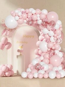 Bộ 99 bóng bay hình vòm màu hồng trắng, Bộ bóng bay hình vòm màu hồng, Bóng bay kim loại màu vàng hồng, Thích hợp cho trang trí tiệc sinh nhật, đám cưới, ngày lễ tình nhân, tiệc Giáng sinh - Vàng hồng và trắng hồng - Xem 4