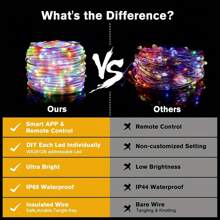 智能仙女灯串，带遥控器和应用程序控制，10M-100LED 音乐同步 DIY 控制室内外灯串，适用于卧室、圣诞派对、婚礼中心装饰照明、情人节、斋月、复活节礼物 - 彩色 - 查看 6